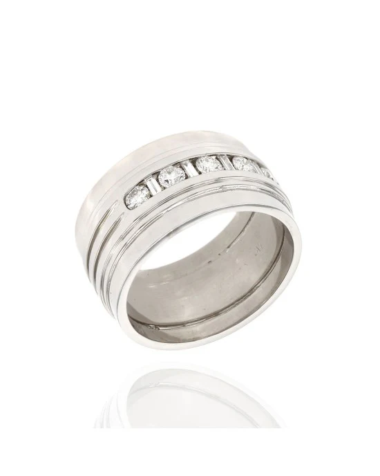 Diamond Cigar Band Ring in Gold