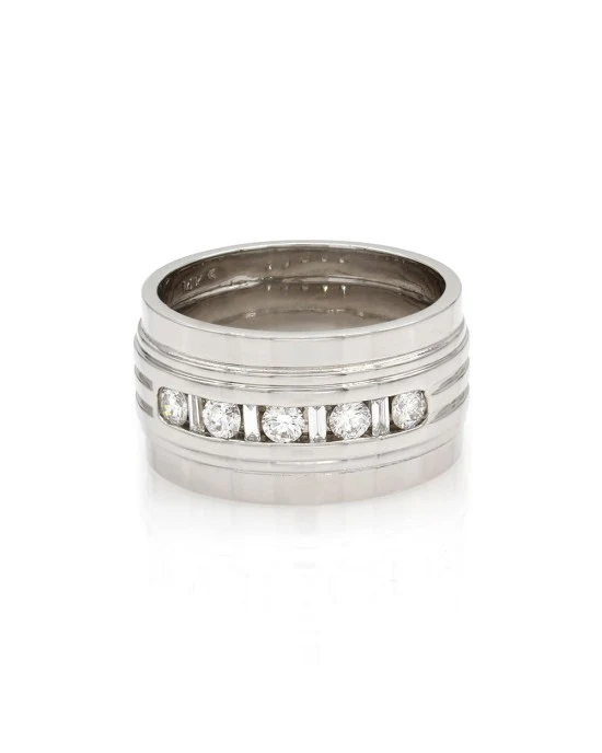 Diamond Cigar Band Ring in Gold - Image 2