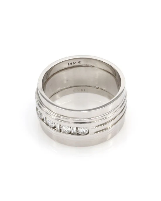 Diamond Cigar Band Ring in Gold - Image 3