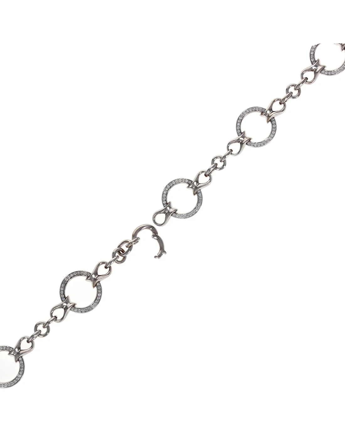 Diamond Circle Link Bracelet in White Gold - Image 2