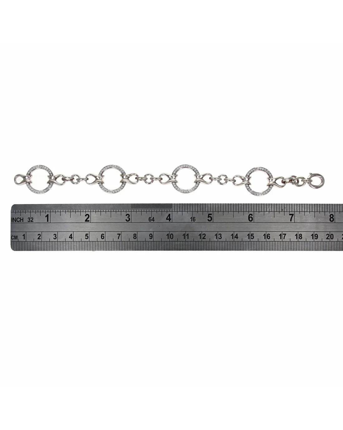 Diamond Circle Link Bracelet in White Gold - Image 3