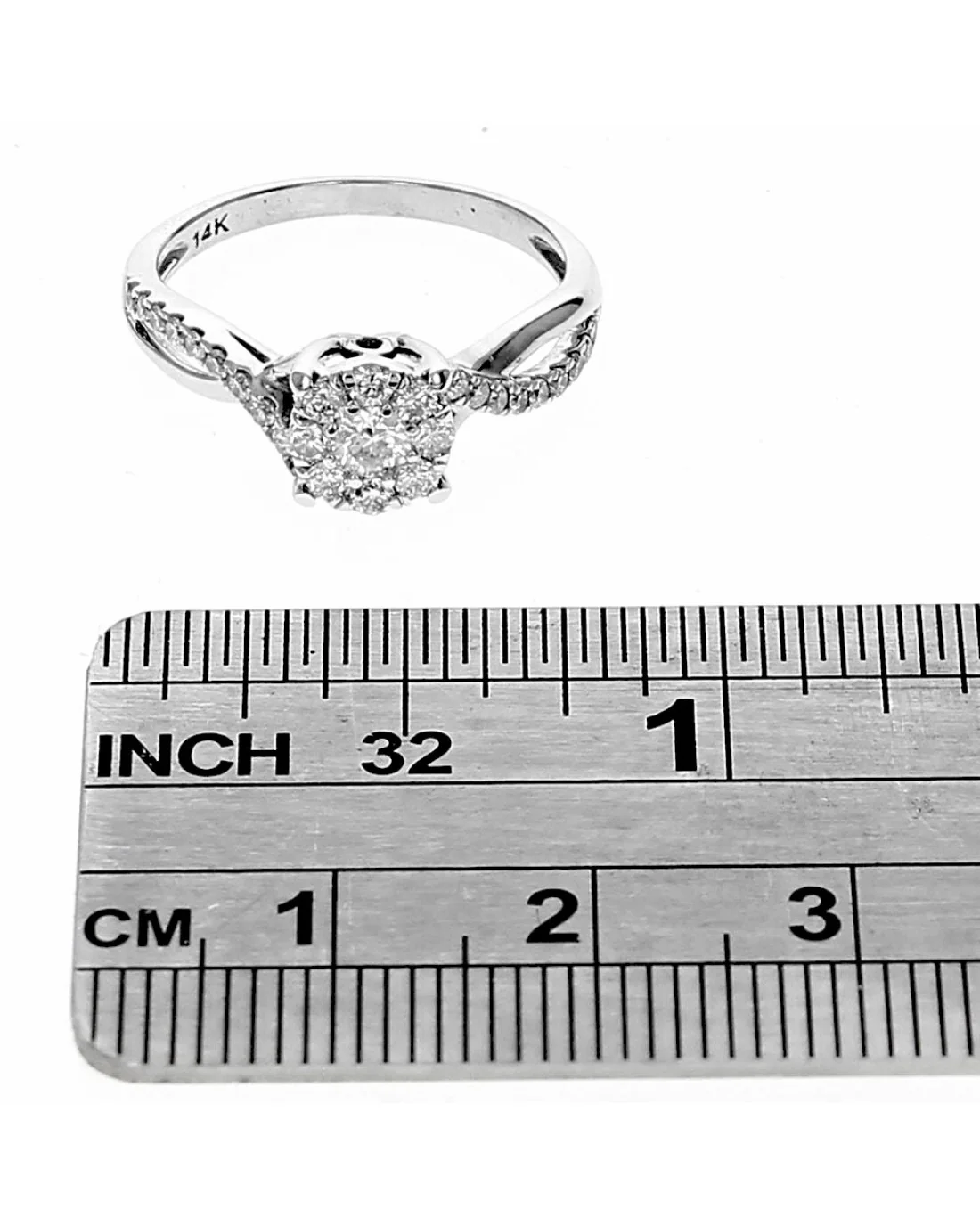 Diamond Cluster Crossover Shank Engagement Ring - Image 3