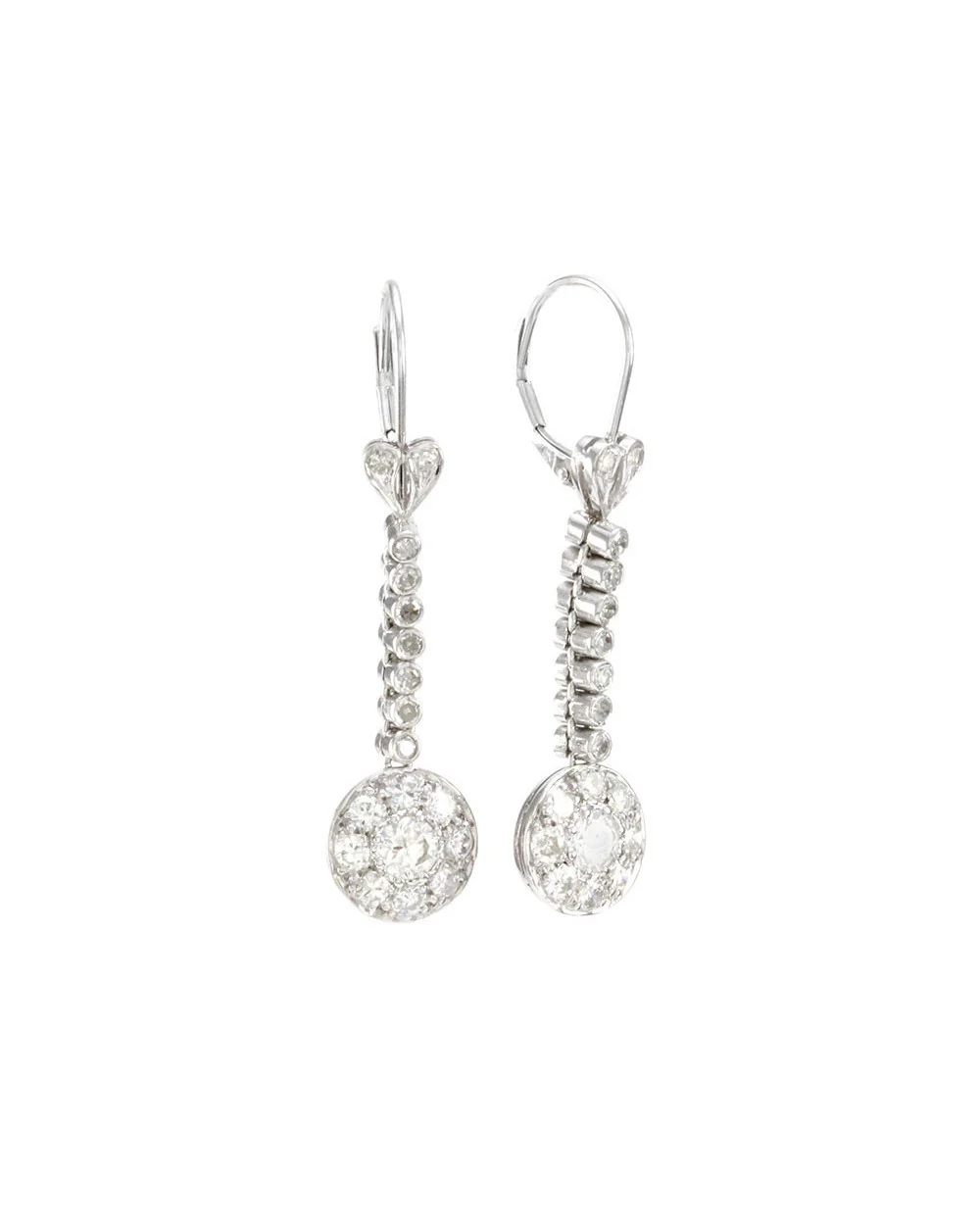 Diamond Cluster Dangle Earrings - Image 2