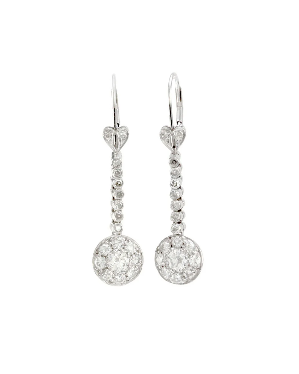 Diamond Cluster Dangle Earrings - Image 3