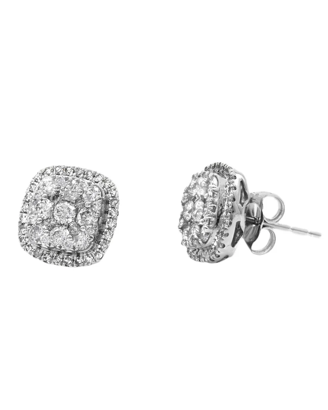 Diamond Cluster Diamond Halo Stud Earrings - Image 2