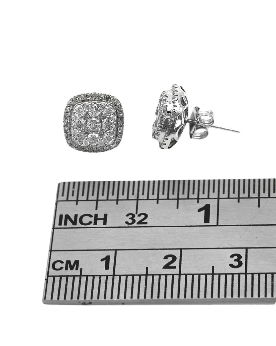 Diamond Cluster Diamond Halo Stud Earrings - Image 3