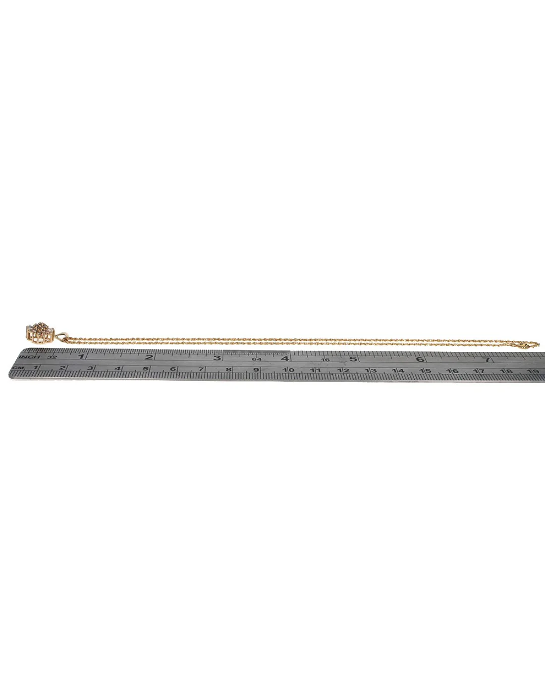 Diamond Cluster Drop Necklace in Yellow Gold - Image 3