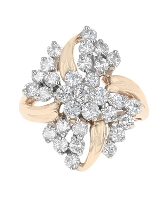 Diamond Cluster Fluted Ring - Image 2