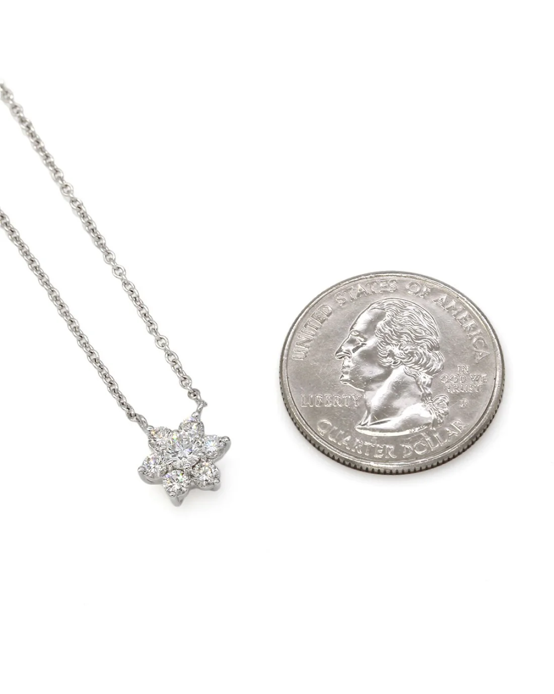 Diamond Cluster Gold Necklace - Image 3