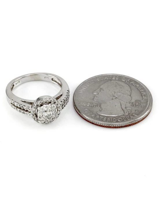 Diamond Cluster Halo Engagement Ring - Image 3