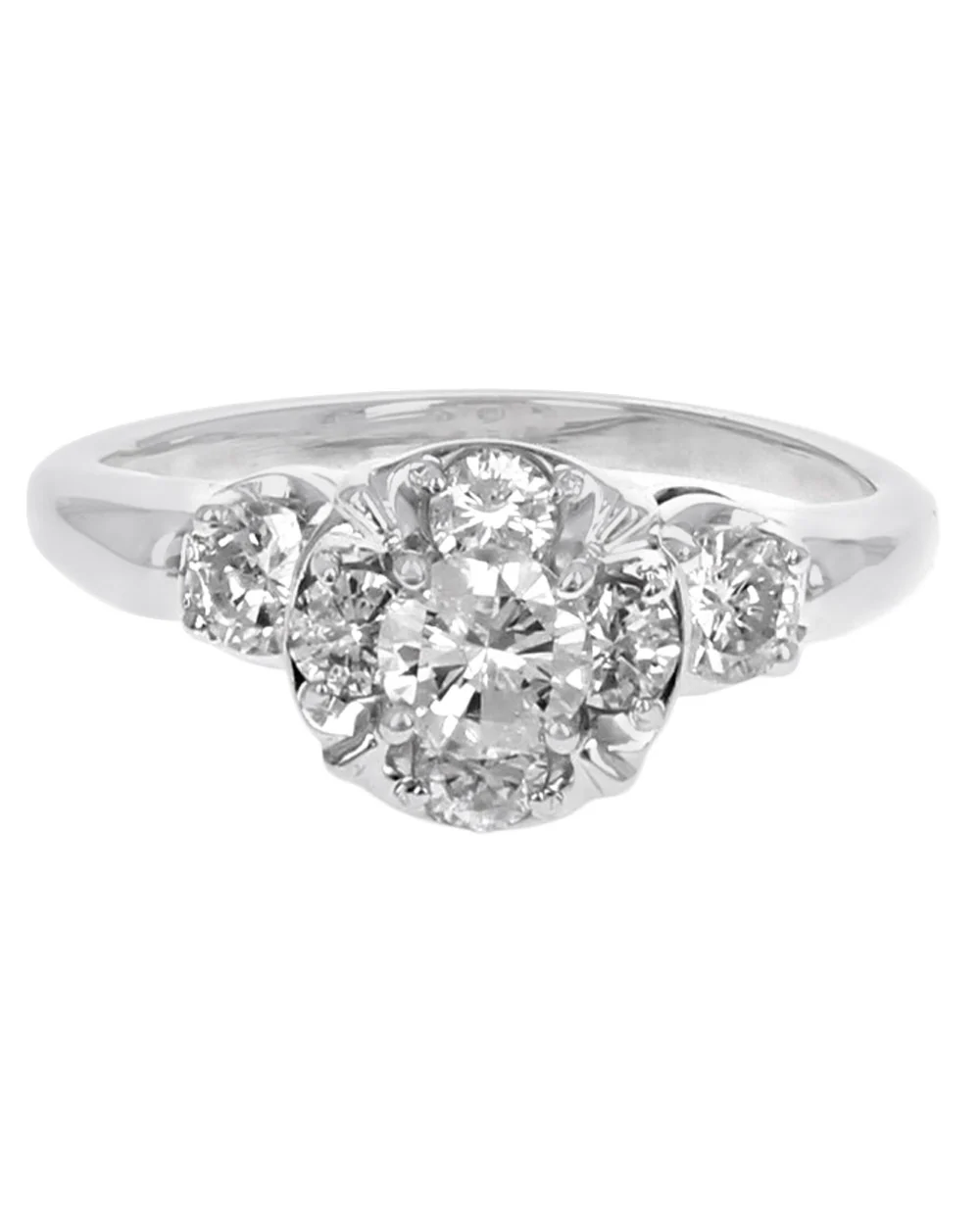 Diamond Cluster Halo Ring in White Gold - Image 2