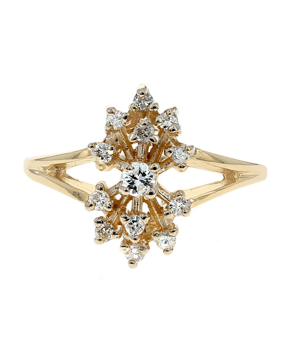 Diamond Cluster Split Shank Ring in Gold - Image 2