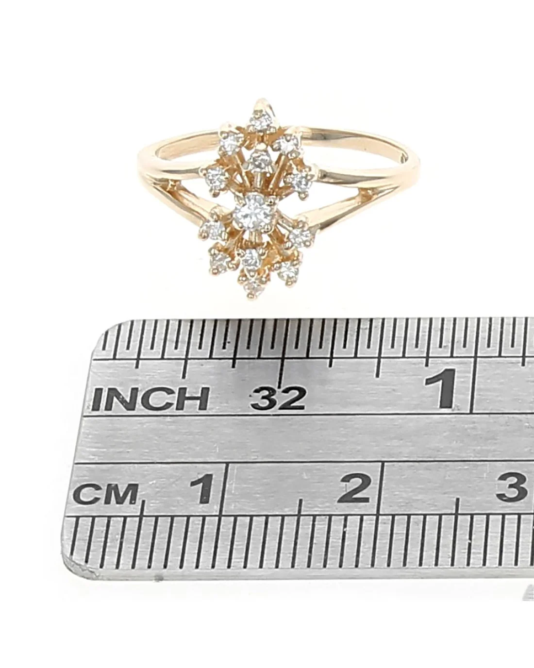 Diamond Cluster Split Shank Ring in Gold - Image 3