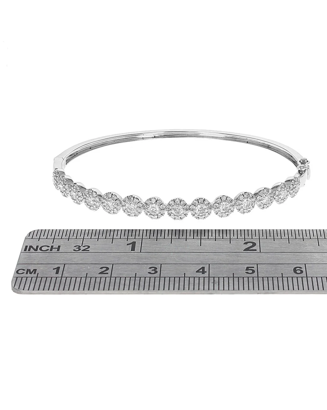 Diamond Cluster Station Bangle Bracelet in Gold - Image 3