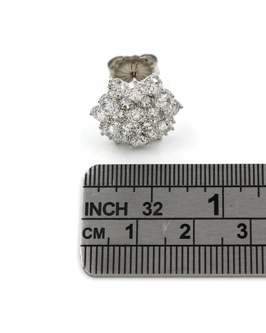 Diamond Cluster Stud Earrings in Platinum and Gold - Image 3