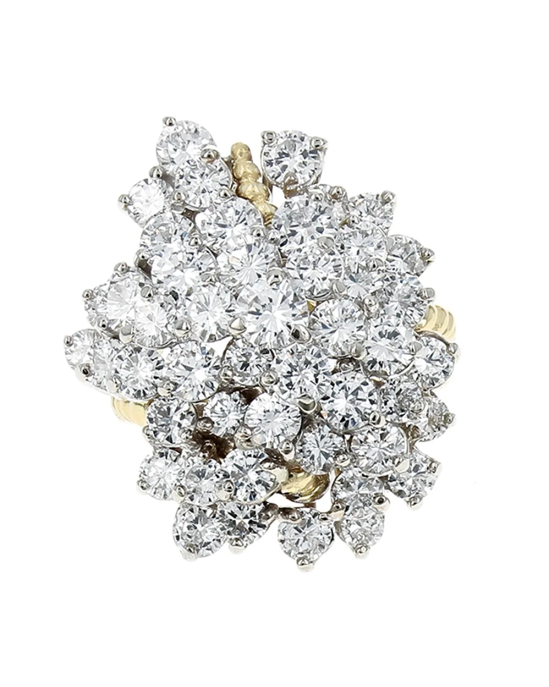 Diamond Cluster Twisted Open Shank Ring - Image 2