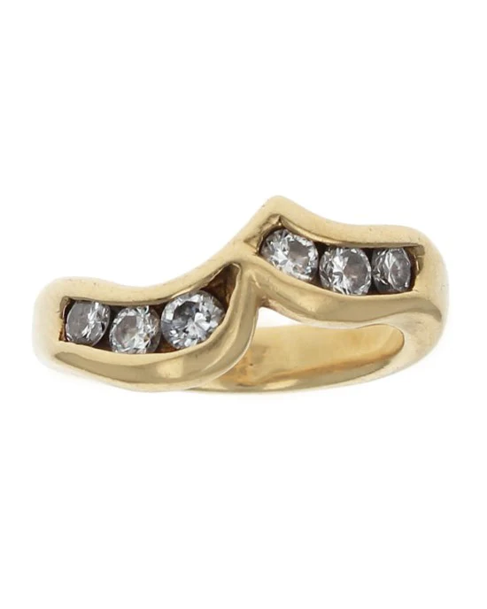 Diamond Contemporary Curved Ring in Gold - Image 2