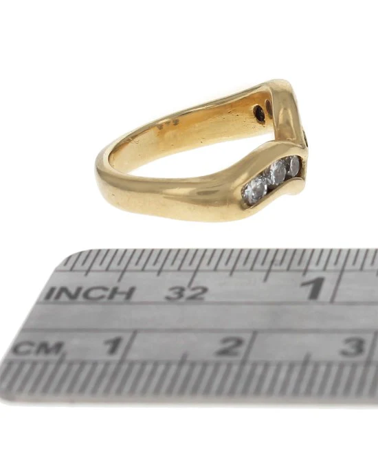 Diamond Contemporary Curved Ring in Gold - Image 3