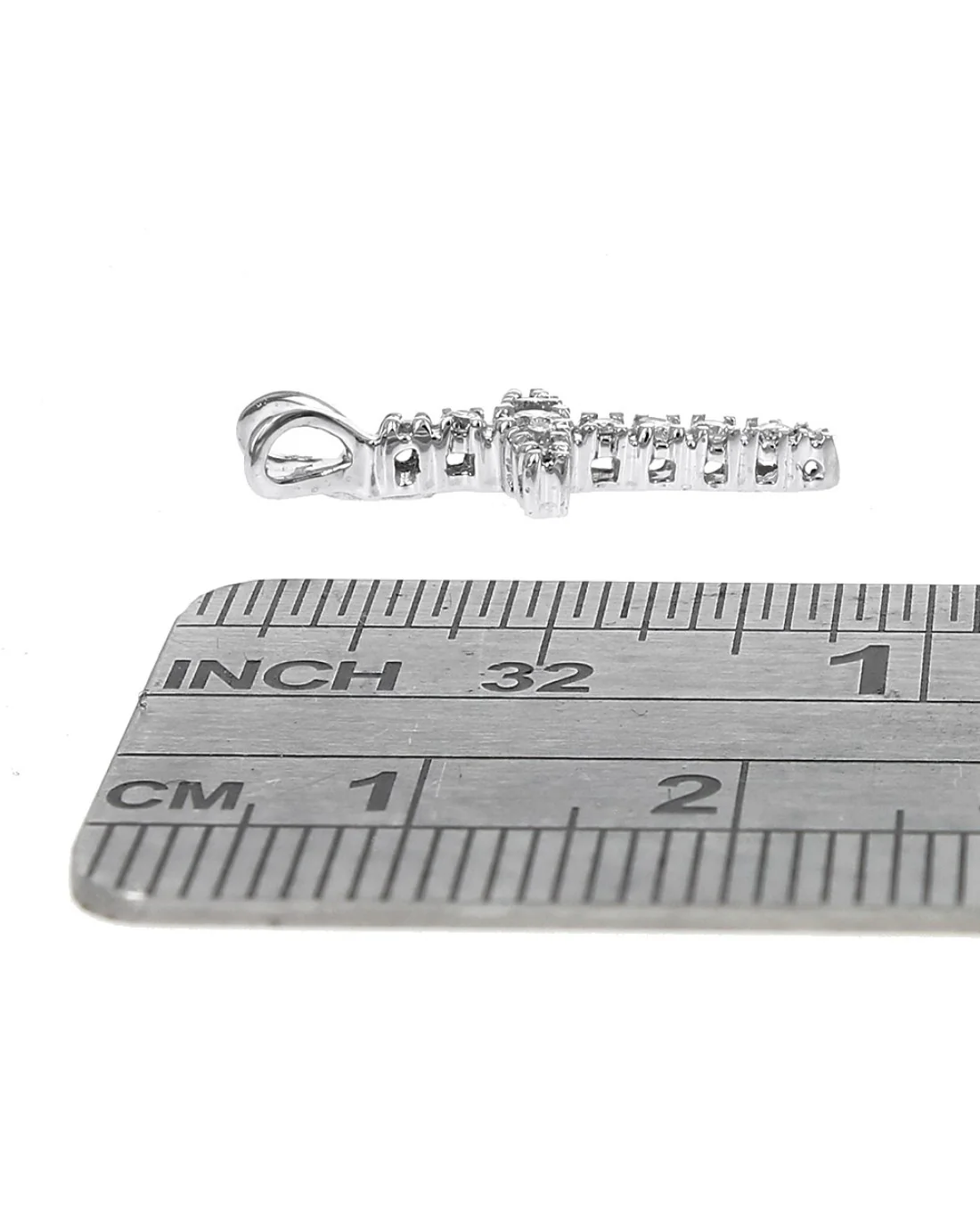 Diamond Cross Pendant in White Gold - Image 3