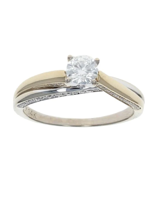 Diamond Crossover Engagement Ring with Pave Diamond Accents - Image 2