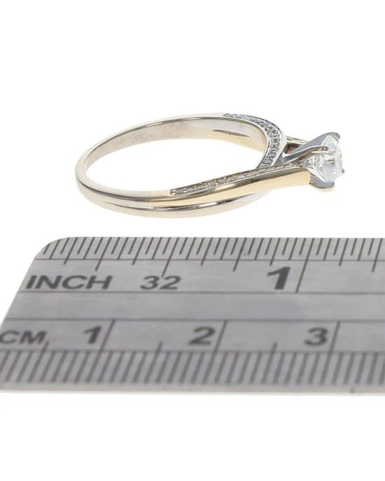 Diamond Crossover Engagement Ring with Pave Diamond Accents - Image 3