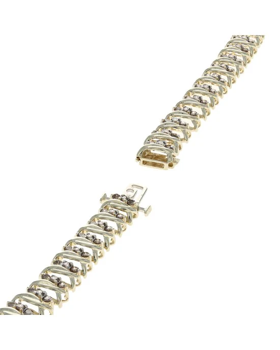 Diamond Crossover Link Inline Bracelet in Yellow Gold - Image 2