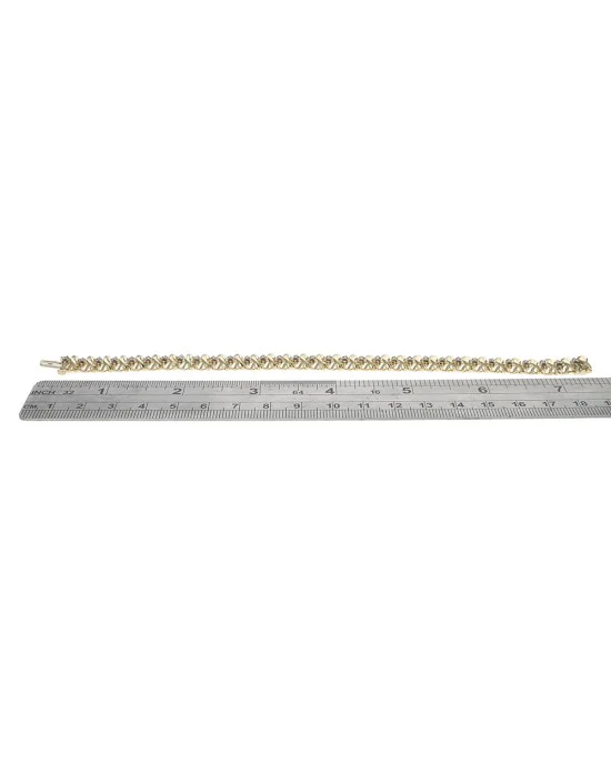 Diamond Crossover Link Inline Bracelet in Yellow Gold - Image 3