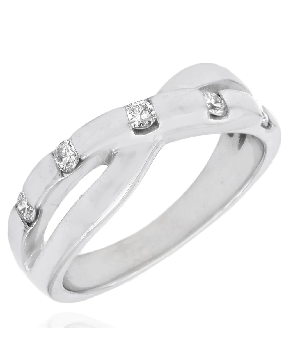 Diamond Crossover Ring in White Gold