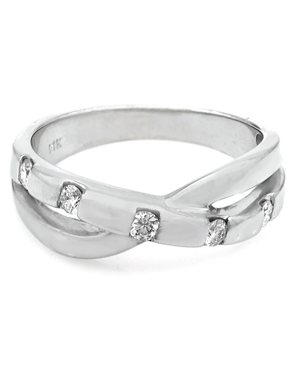 Diamond Crossover Ring in White Gold - Image 2