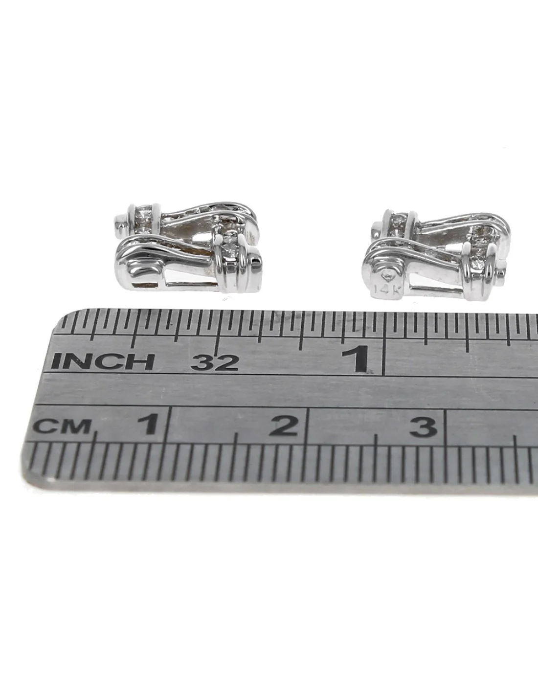 Diamond Crossover Square Earring Jackets in White Gold - Image 3