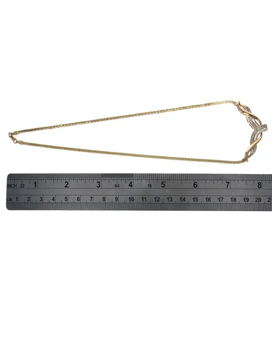 Diamond Crossover Station Chain Necklace in Yellow Gold - Image 3