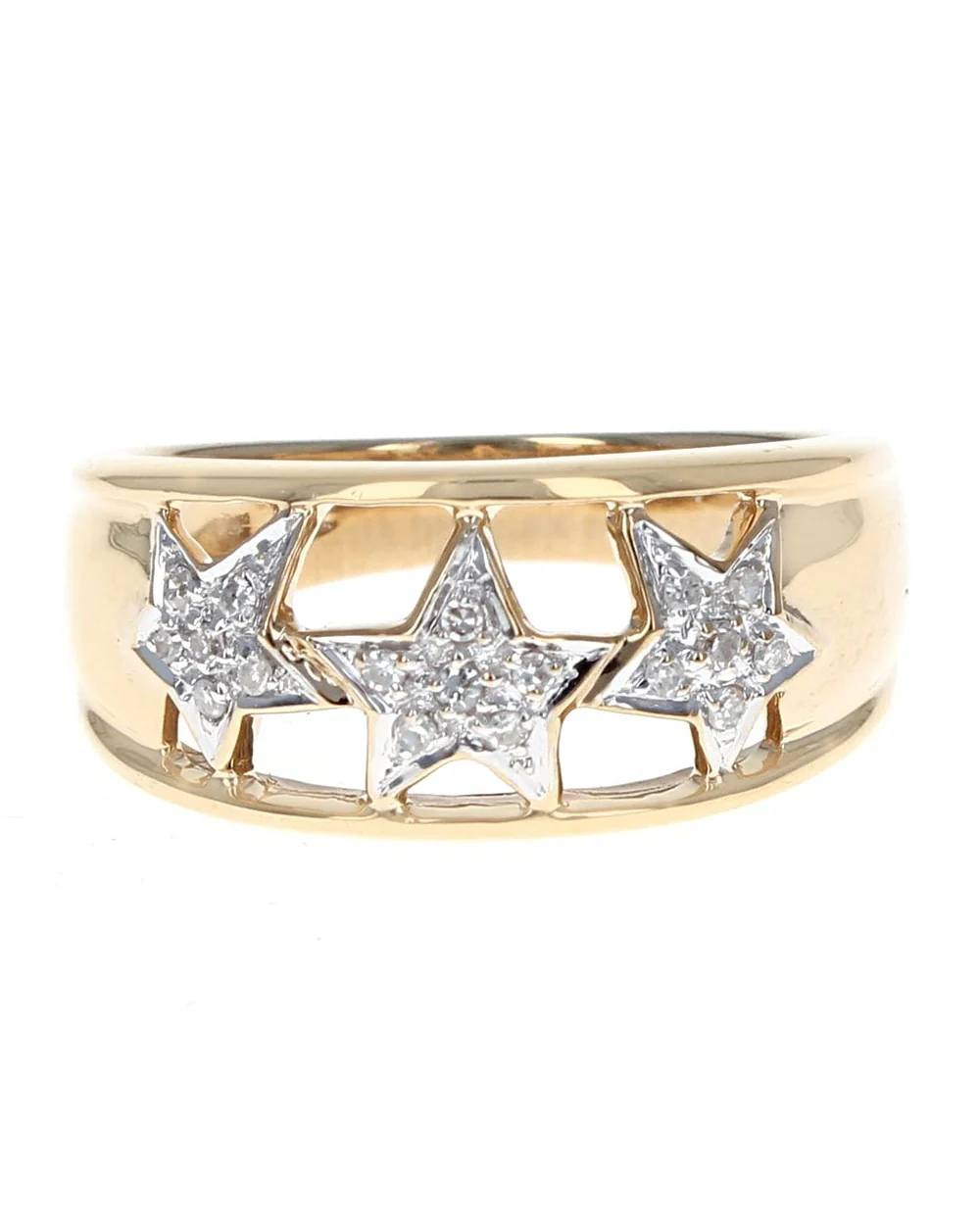 Diamond Cut Out Three Star Band Ring - Image 2