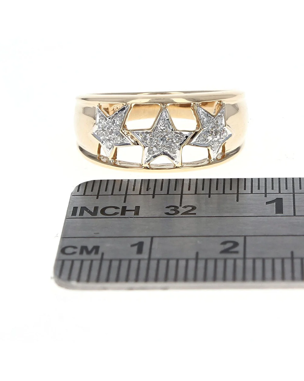 Diamond Cut Out Three Star Band Ring - Image 3
