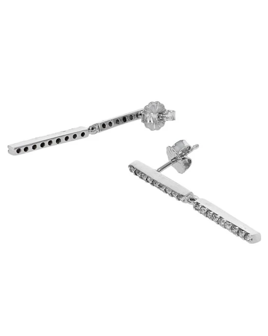 Diamond Double Bar Dangle Earrings - Image 2