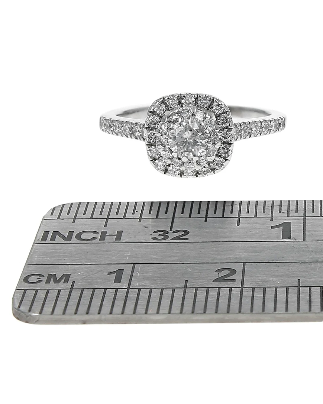 Diamond Double Halo Engagement Ring in White Gold - Image 3