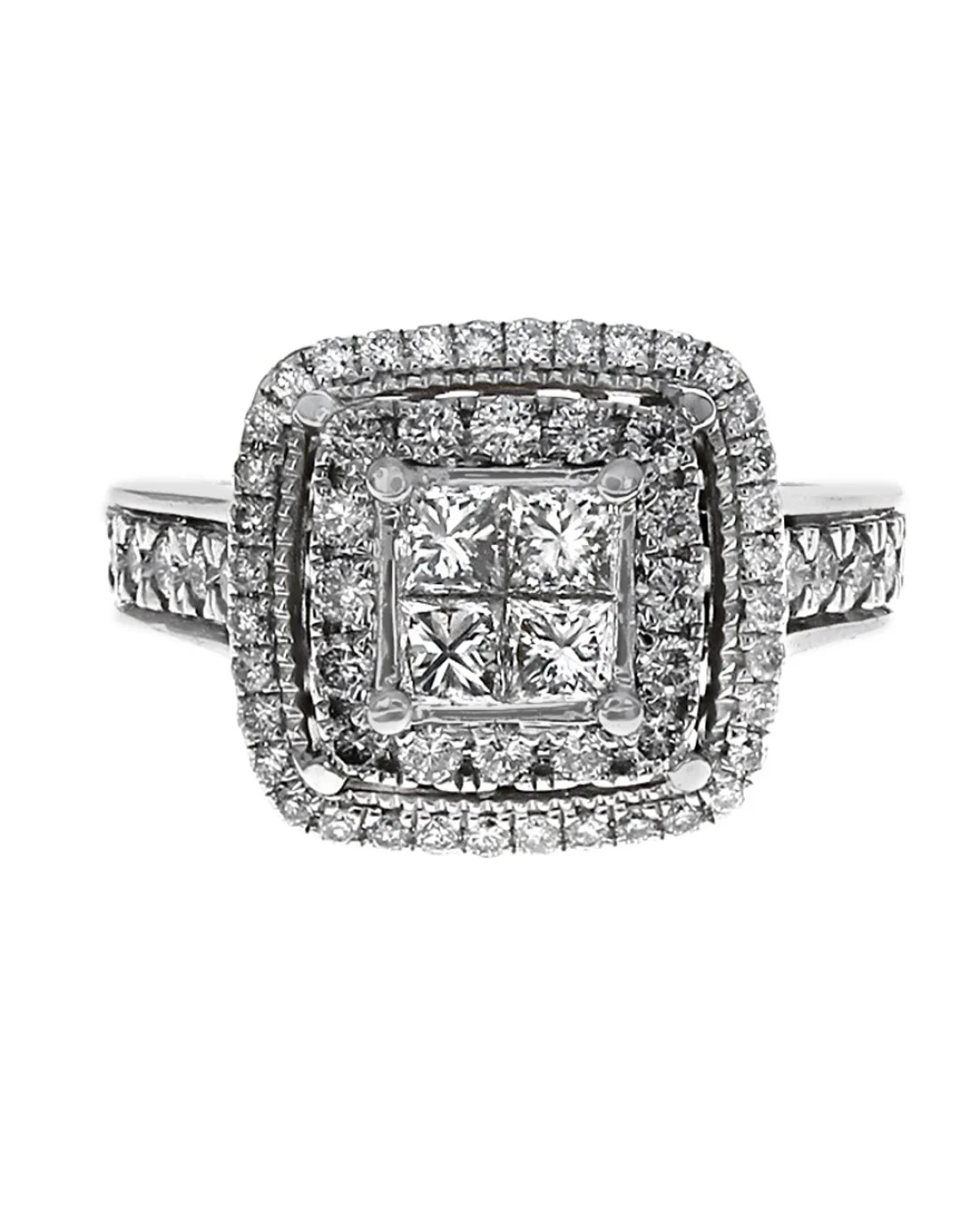 Diamond Double Square Halo Ring in White Gold - Image 2