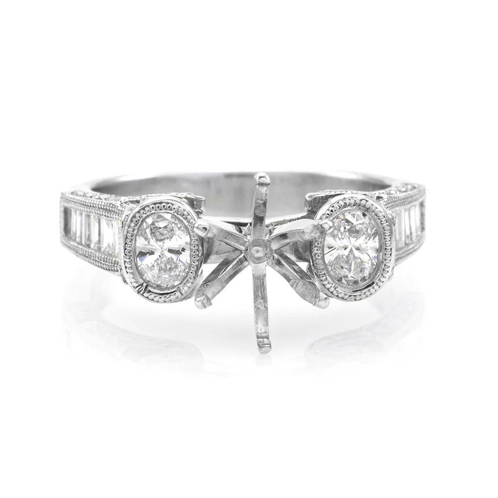 Diamond Engagement Ring Mounting in Platinum - Image 2