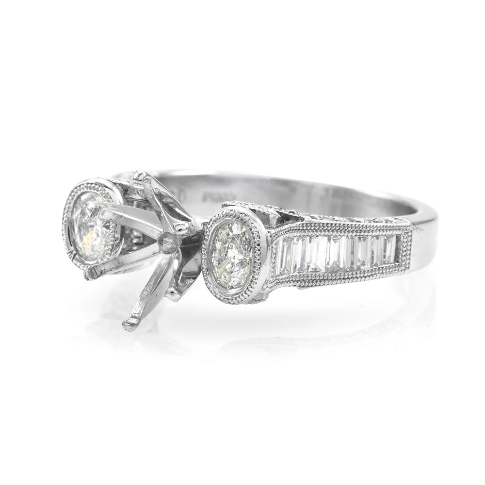 Diamond Engagement Ring Mounting in Platinum - Image 3