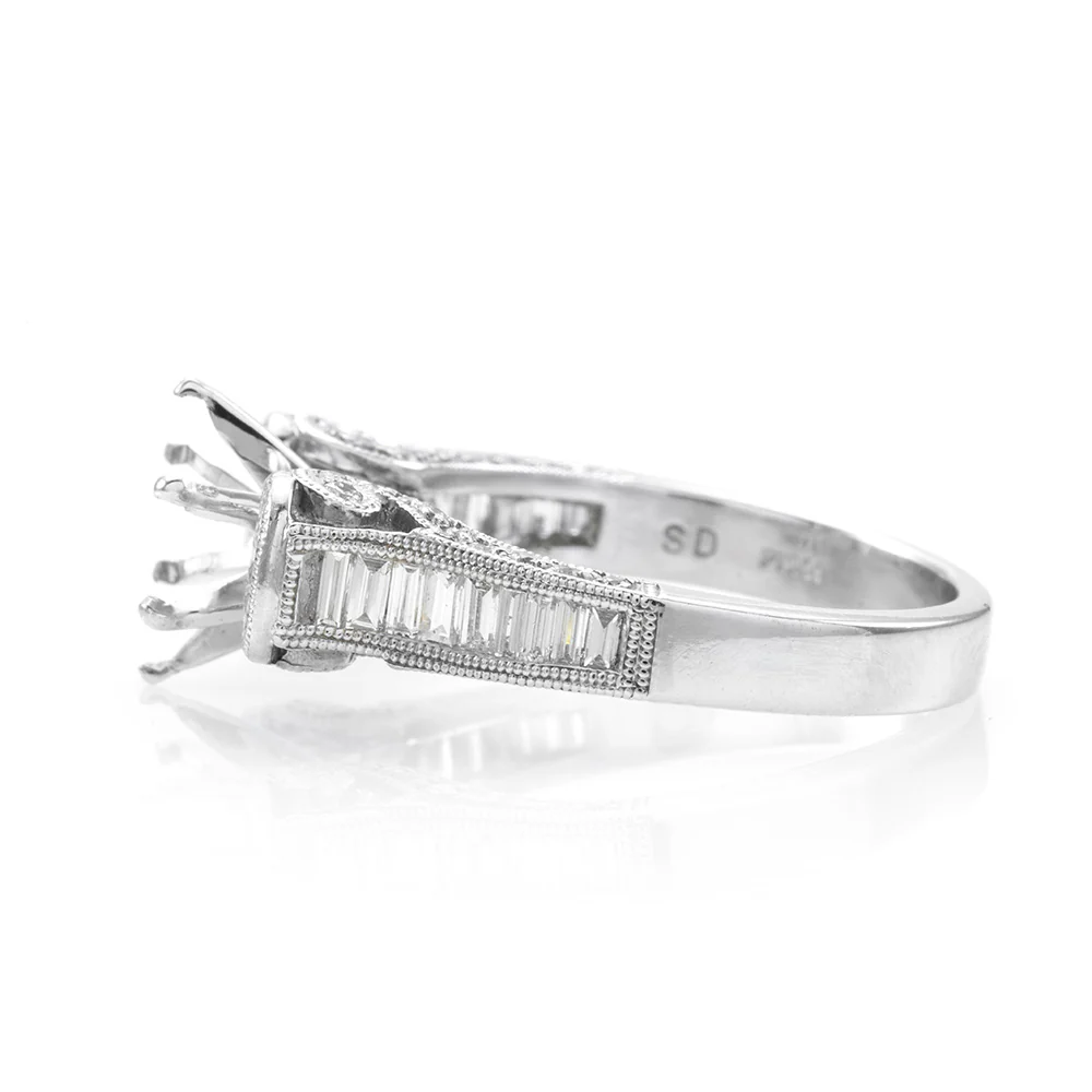 Diamond Engagement Ring Mounting in Platinum - Image 4