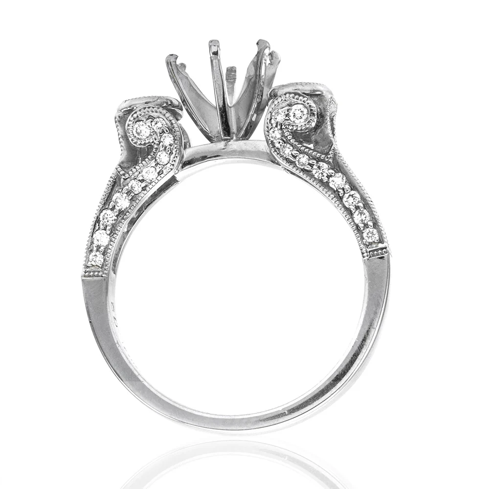 Diamond Engagement Ring Mounting in Platinum - Image 5