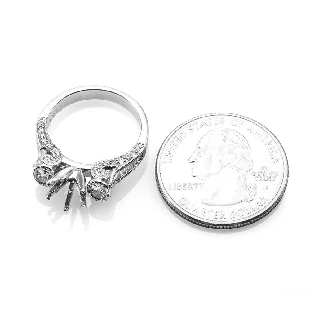 Diamond Engagement Ring Mounting in Platinum - Image 7