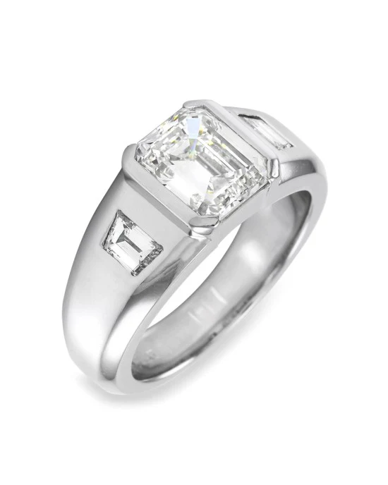 2.32 Ct. Emerald Cut Diamond Engagement Ring in Platinum