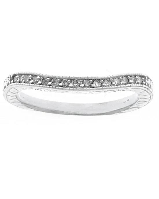 Diamond Etched Milgrain Ring Guard in White Gold - Image 2