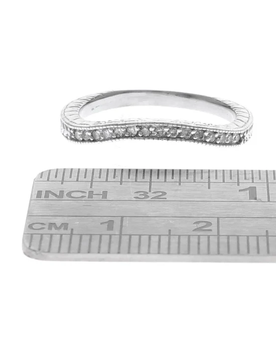 Diamond Etched Milgrain Ring Guard in White Gold - Image 3