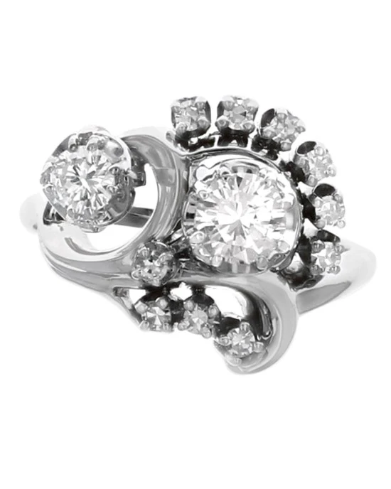 Diamond Floral Motif Ring - Image 2