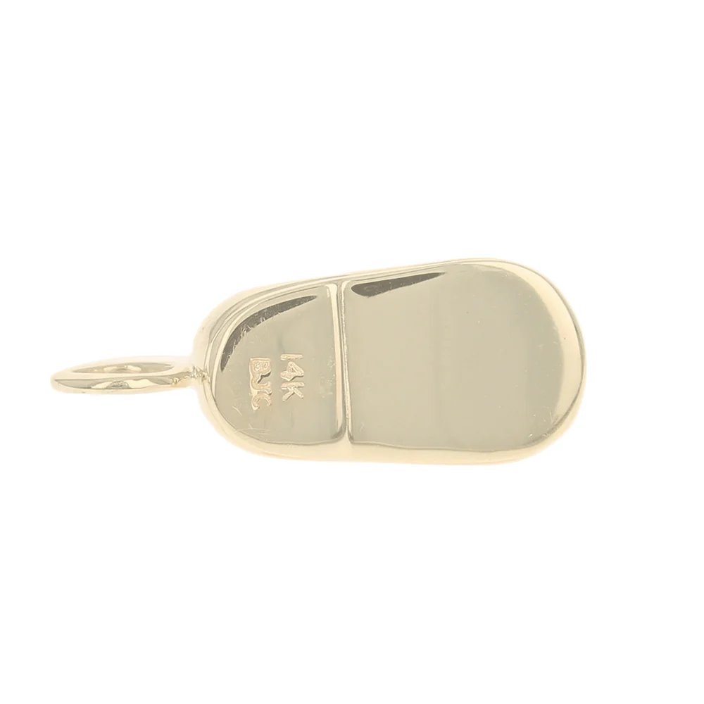 Diamond Flower Baby Shoe Pendant in Yellow Gold - Image 2