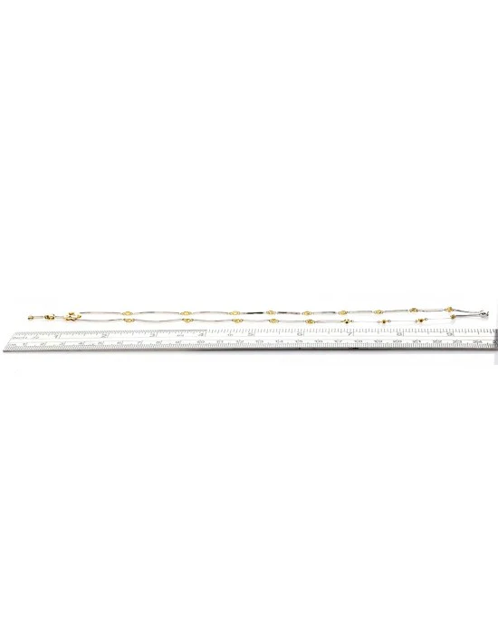 Diamond Flower Drop Bar Link Necklace - Image 3