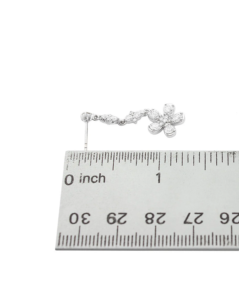 Diamond Flower Drop Earrings in Gold - Image 3