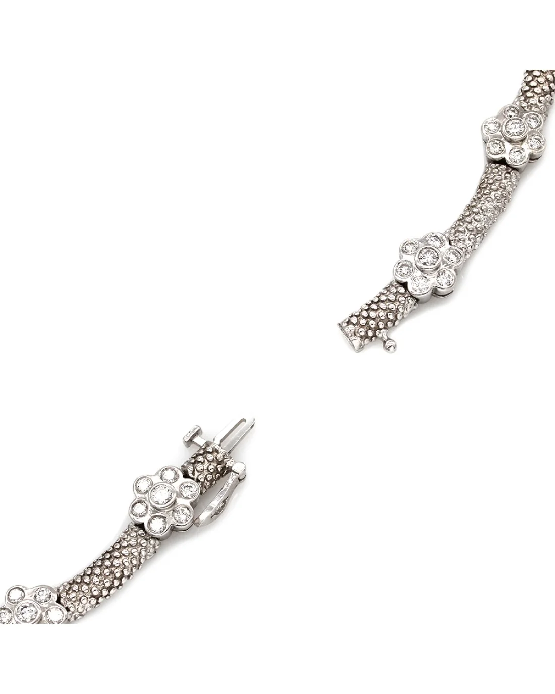 Diamond Flower Necklace with Round Diamonds in 14kw - Image 2