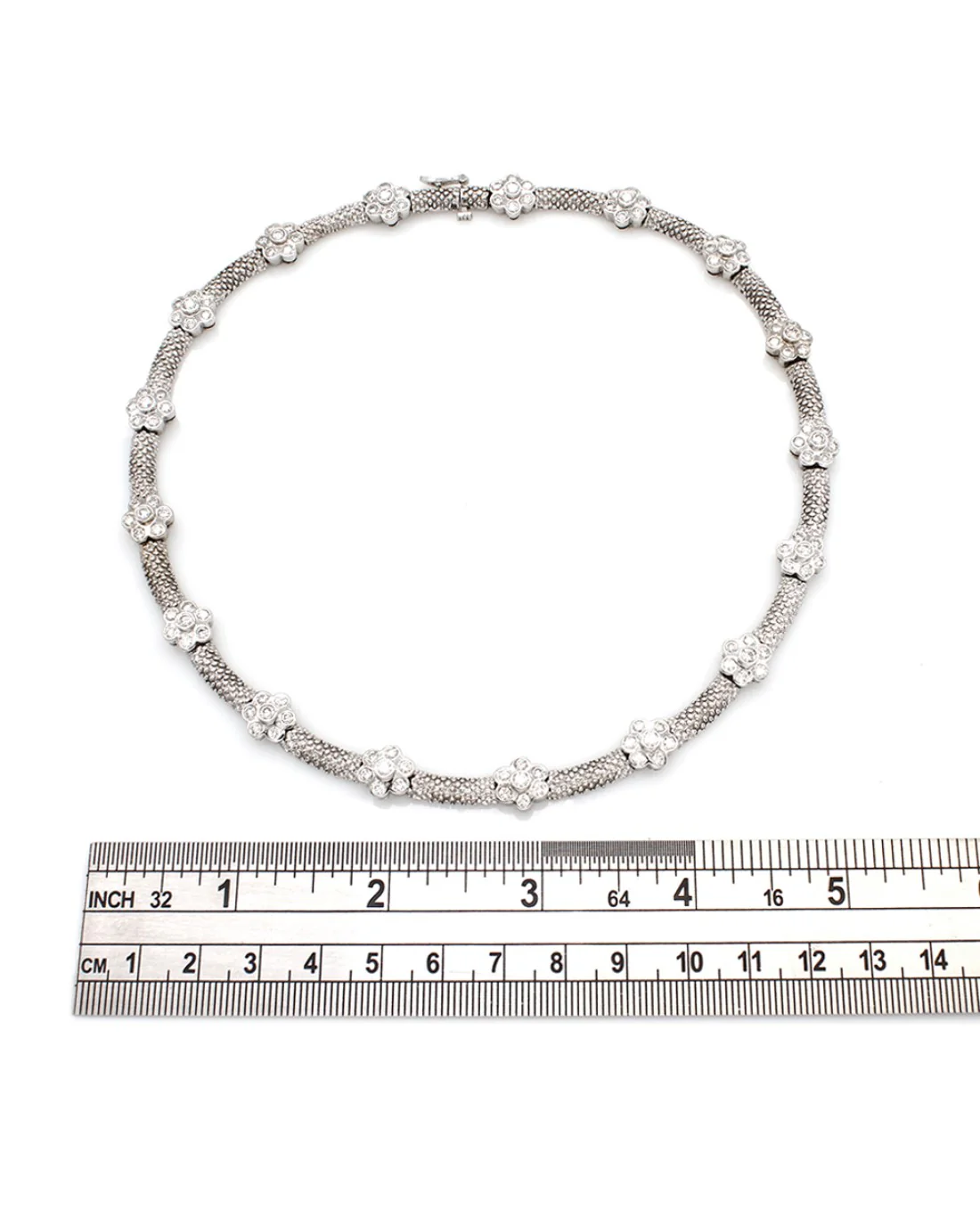 Diamond Flower Necklace with Round Diamonds in 14kw - Image 3